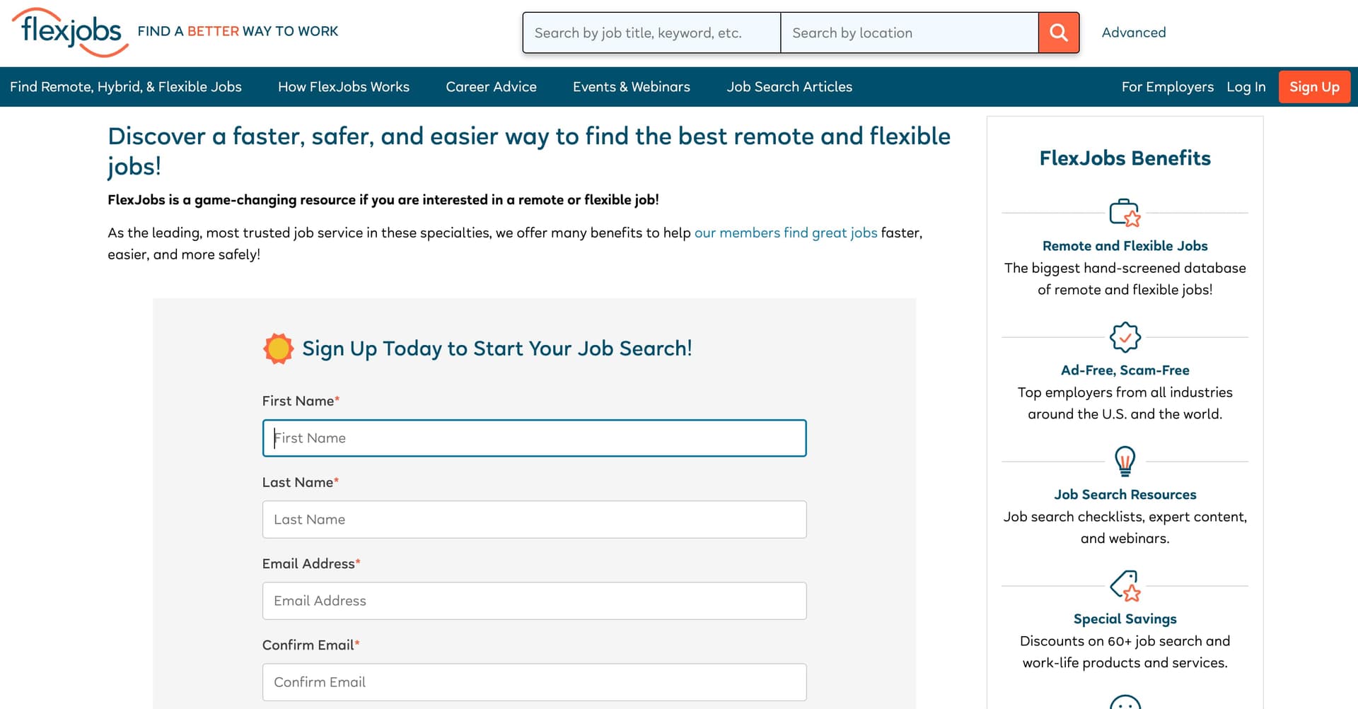 FlexJobs for talents screenshot