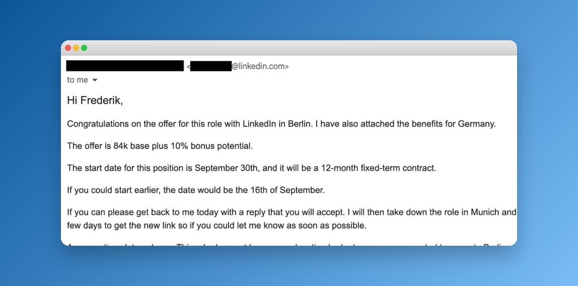 LinkedIn offer